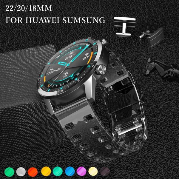 watch bands silicone transparent replacement for huawei gt 2e honor magic 18 20 22mm straps band samsung galaxy 42 46mm gear s3, Black;brown